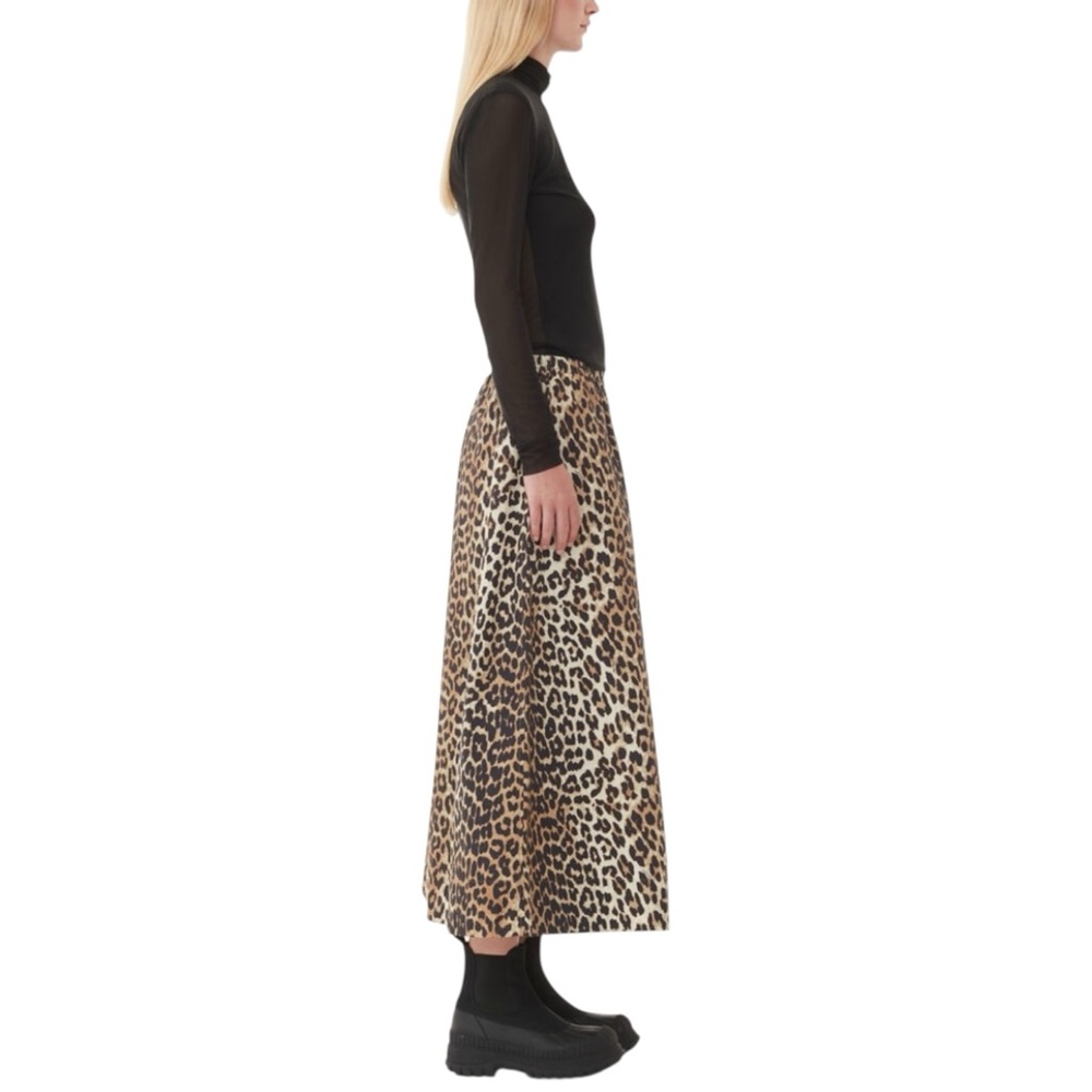 NWT Ganni Leopard Print Organic Cotton Skirt Size EU 36 / US 4 - Picture 6 of 12